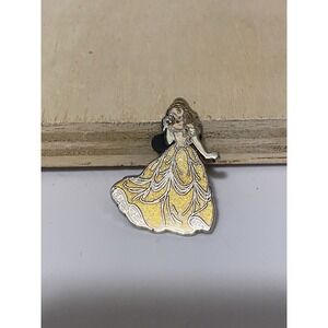 DISNEY 2012 BEAUTY & THE BEAST PRINCESS BELLE HOLDING A ROSE GLITTER DRESS PIN